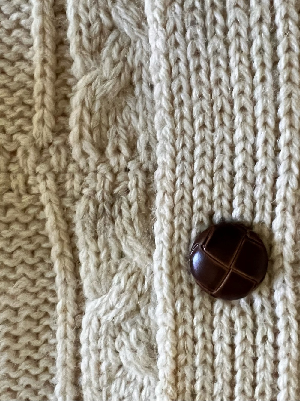 Classic Cream Cable Knit Button-Up Cardigan - Picture 9 of 10